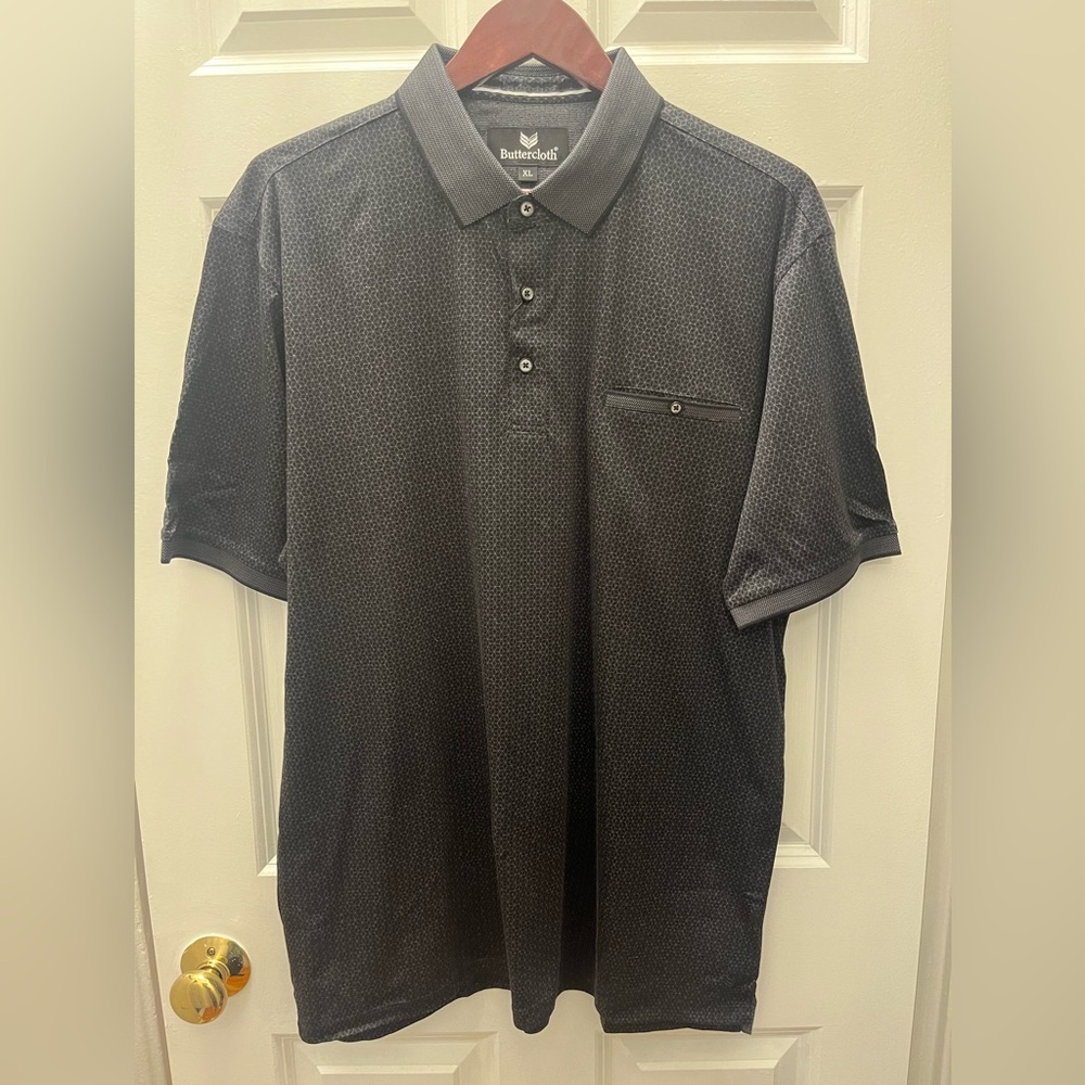 Buttercloth Men's Gray Patterned Polo Shirt